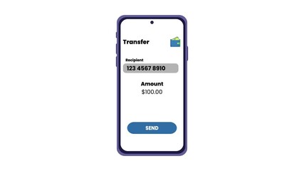 Conceptual illustration of sending a financial payment using a modern banking smartphone app - Powered by Adobe