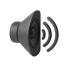 Realistic 3d speaker icon with sound waves emitting a powerful audio signal