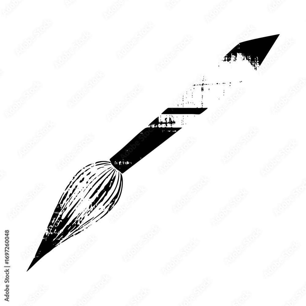 Poster vector abstract brushstroke arrow points forward with textured details.