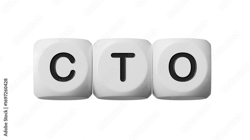 Poster word cto with wooden dice.close up of wooden dice,business concept.supports png files with transpare