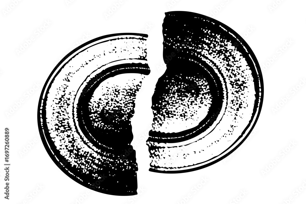 Aufkleber vector broken circular emblem with distressed texture