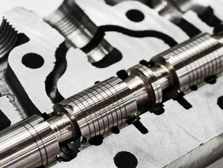 Hydraulic valve section displaying internal components and precise engineering details for...