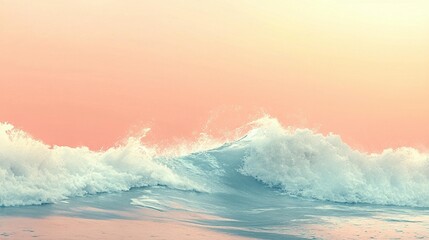 Pastel waves crashing against a peachy sky