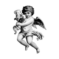 A halftone retro of Statue with transparent background