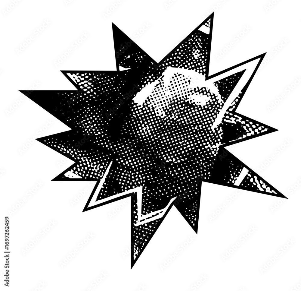 Poster vector dynamic explosion starburst with central sphere .