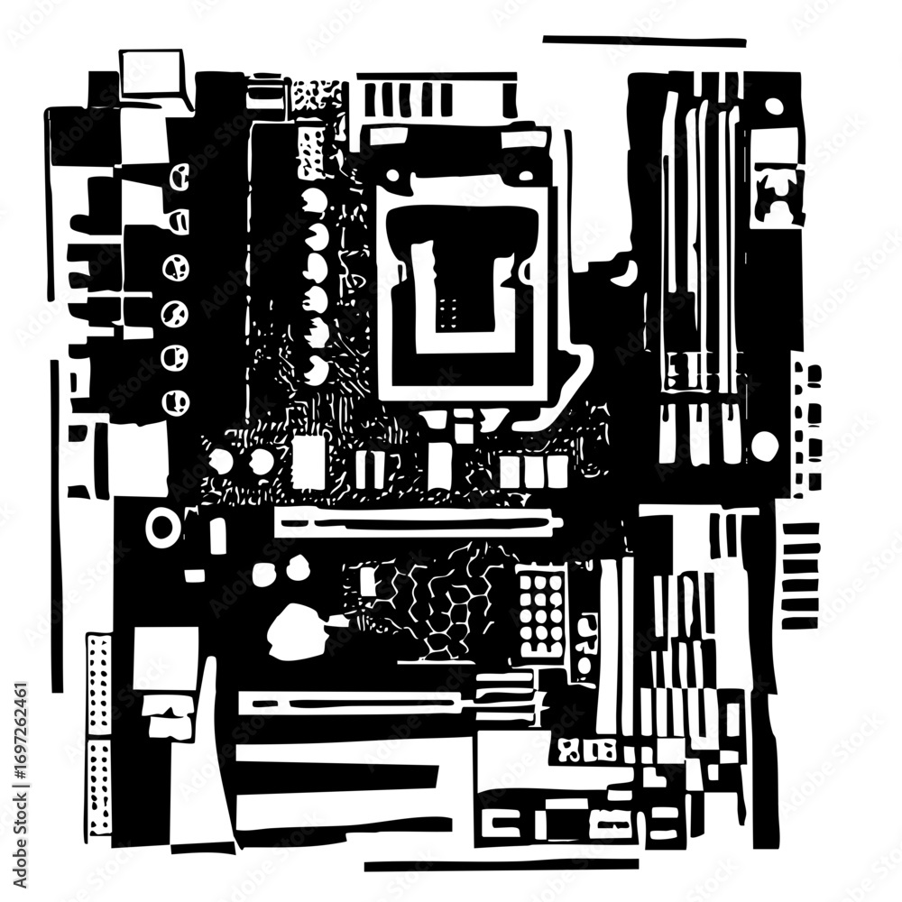 Poster vector detailed circuit board with vector components.