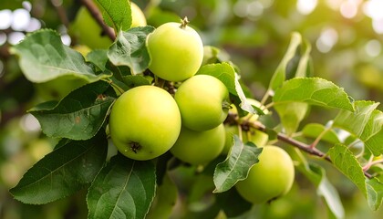 Green apples on a branch (1)