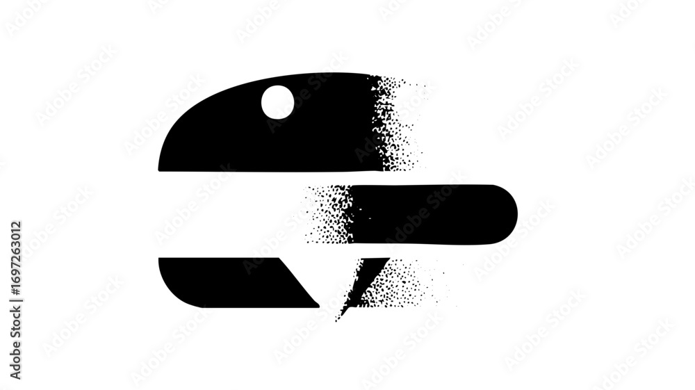 Aufkleber vector abstract robotic face with distressed texture.