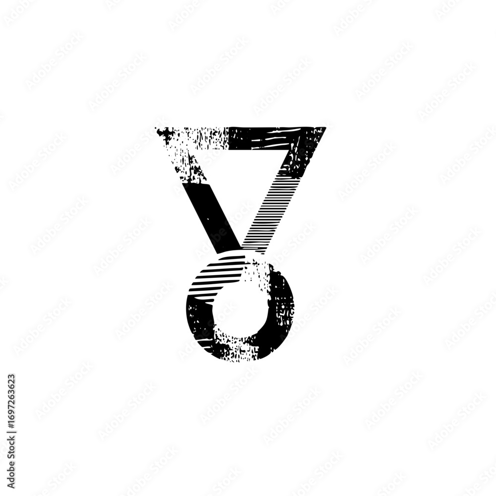 Poster vector abstract number eight with textured lines.