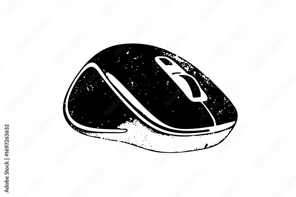 Poster vector black computer mouse with scroll wheel