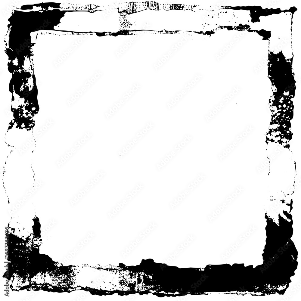 Poster vector distressed rectangular frame with textured edges.