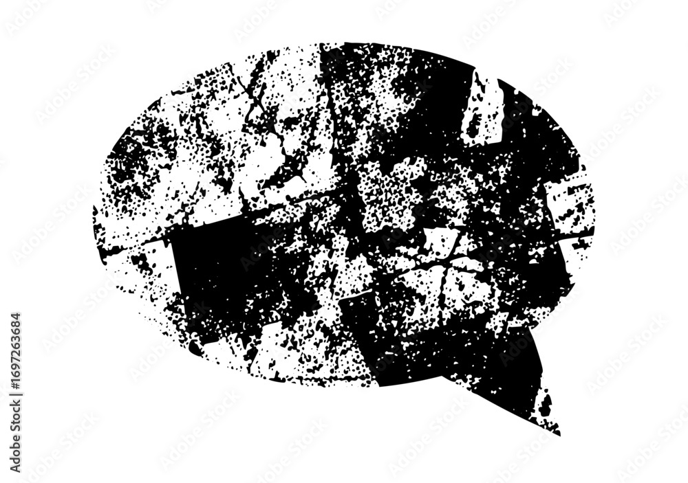 Poster vector distressed speech bubble with a textured grunge effect.