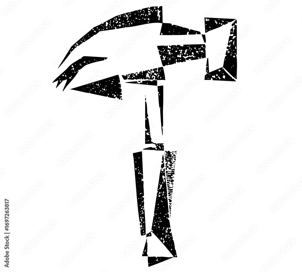 Poster vector abstract hammer with distressed texture.