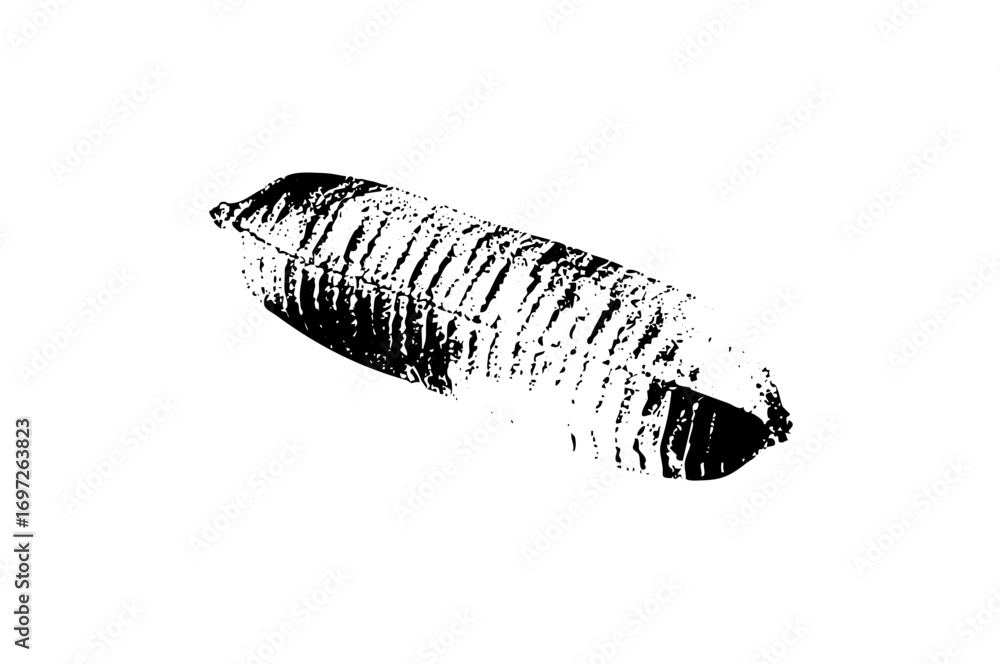 Poster vector black and white of a segmented worm-like creature.