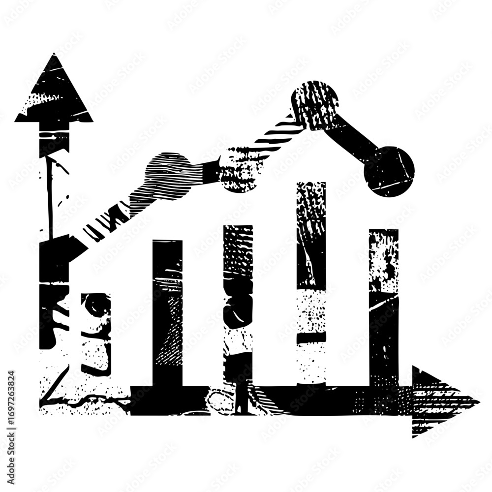 Poster vector abstract growth arrow with connected elements.