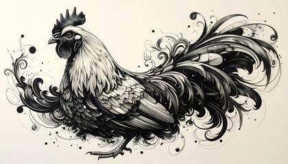 Ornate rooster illustration
