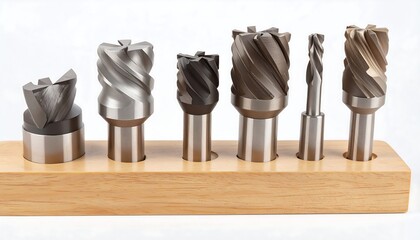 Metal drill bits on display