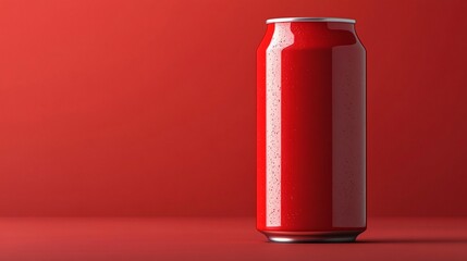 Red aluminum can on red background