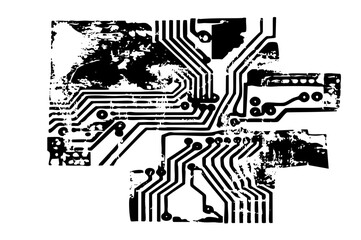 Fototapeta premium Vector Intricate circuit board with connected pathways.
