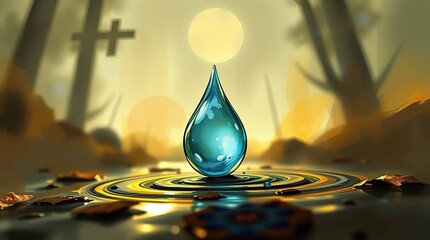 Water Drop with Mystical Setting.