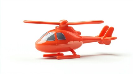 Red plastic toy helicopter on white background