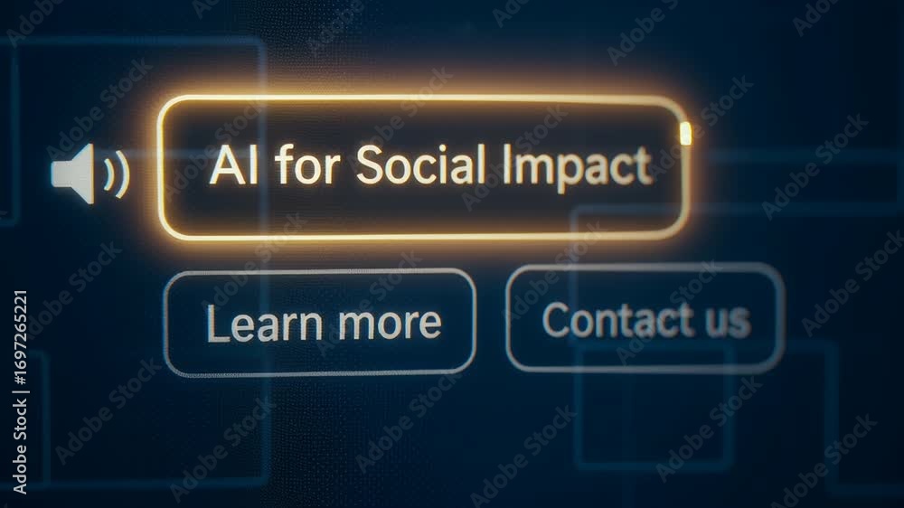 Aufkleber ai social impact concept featuring glowing button and digital interface for learning communication a