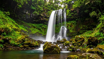 Lush waterfall cascading into a tranquil pool (4)