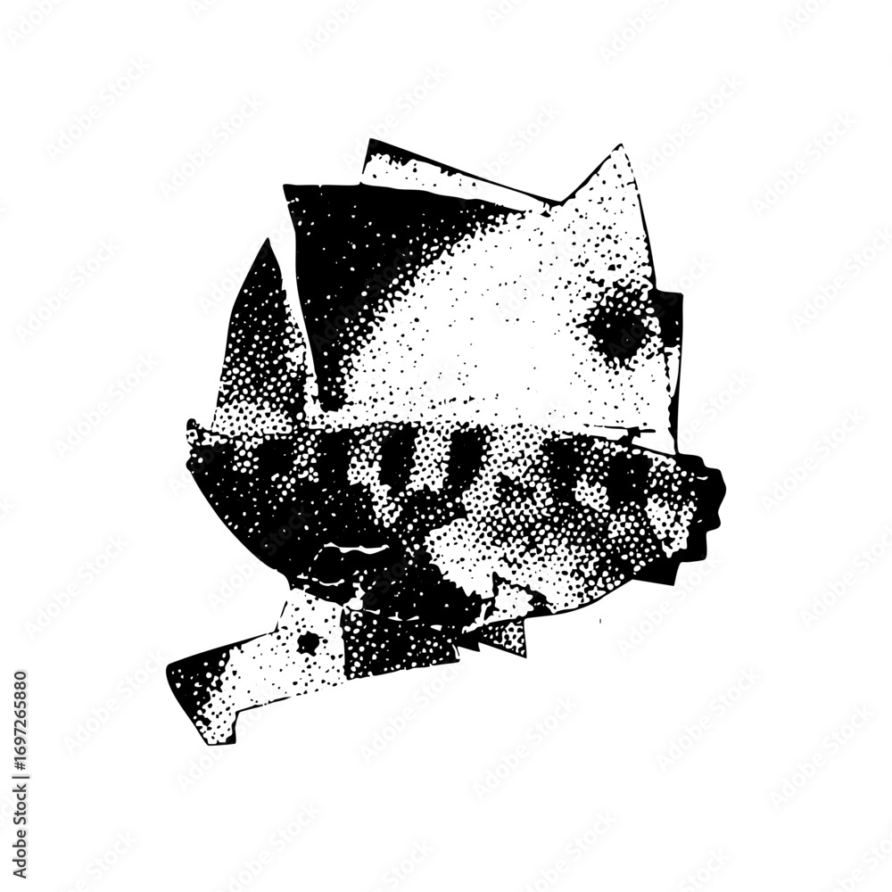 Poster vector abstract robotic pig head with halftone texture.
