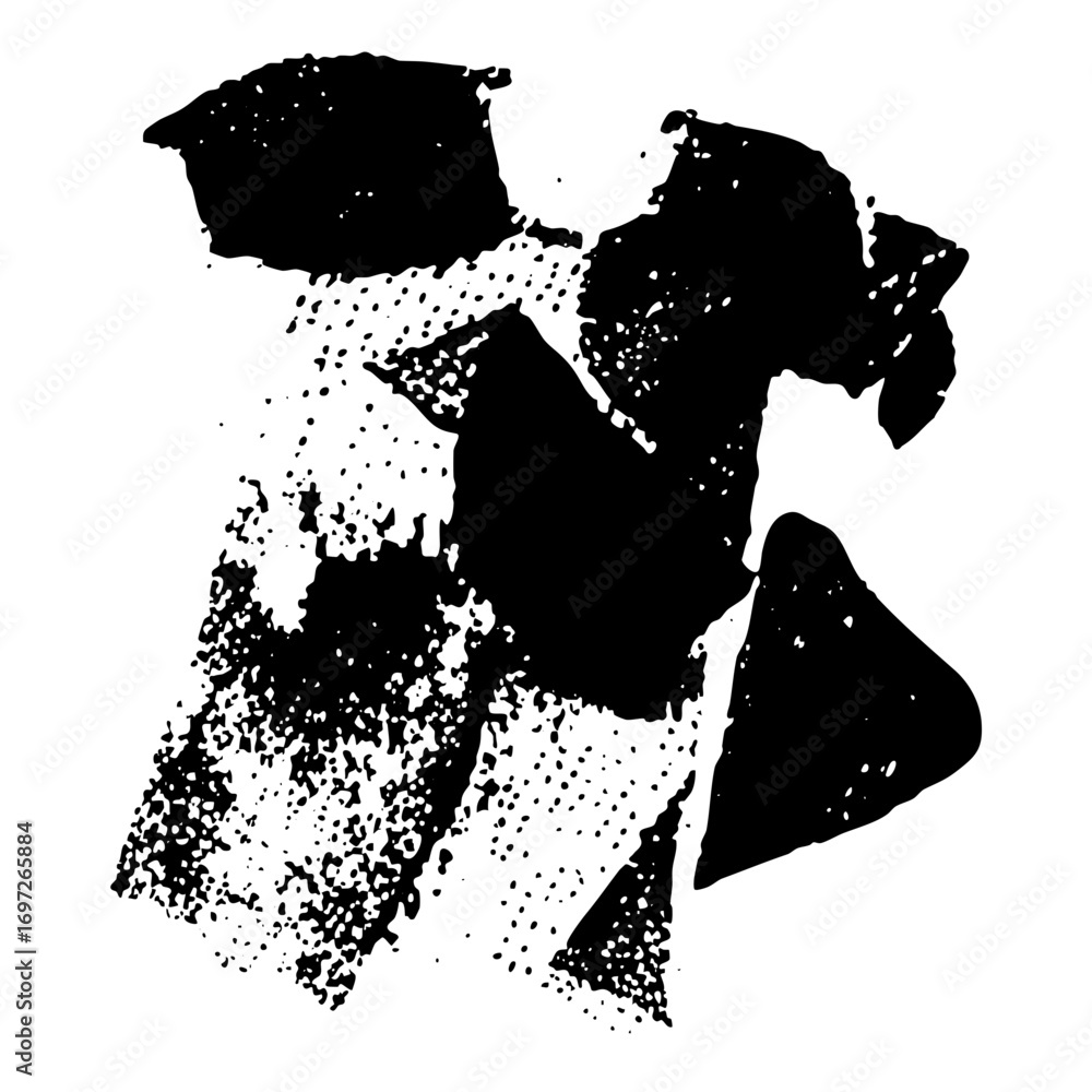 Poster vector abstract black shapes create a dynamic fragmented figure .