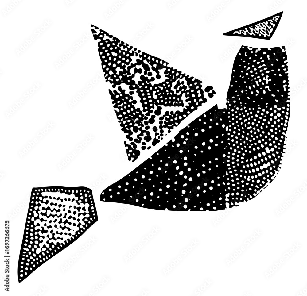 Poster vector geometric shapes arrangement with dotted texture creates abstract .