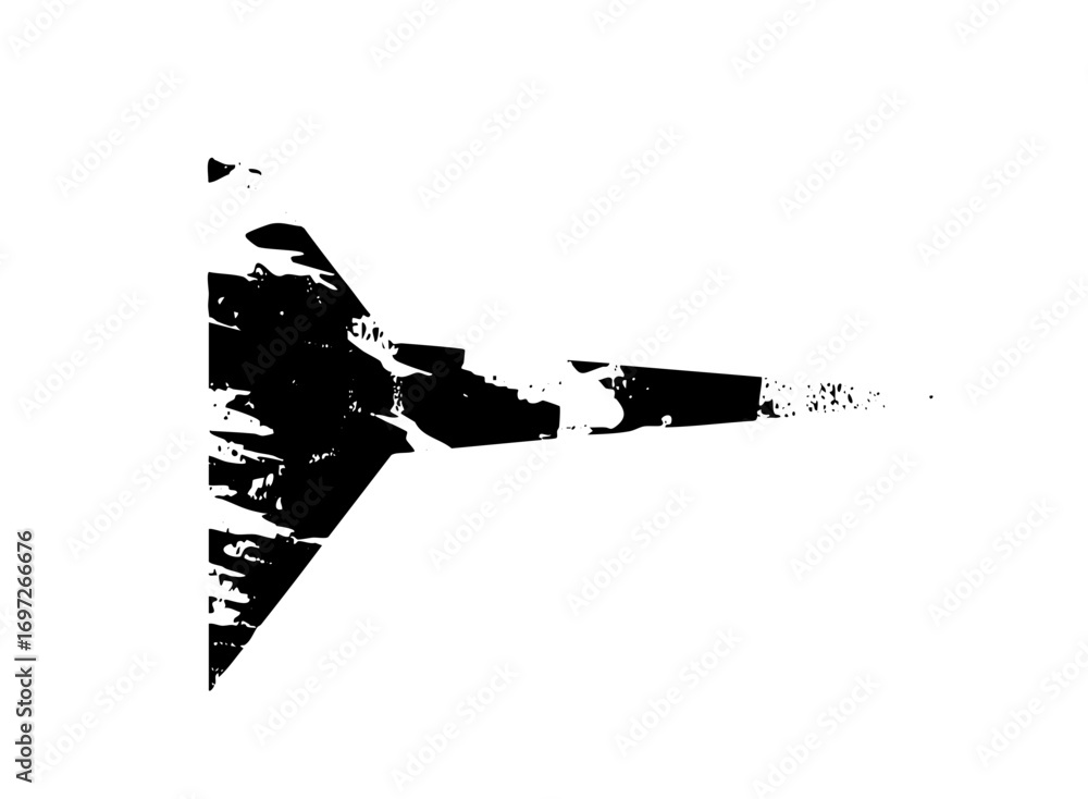 Poster vector abstract black arrow shape with distressed edges.