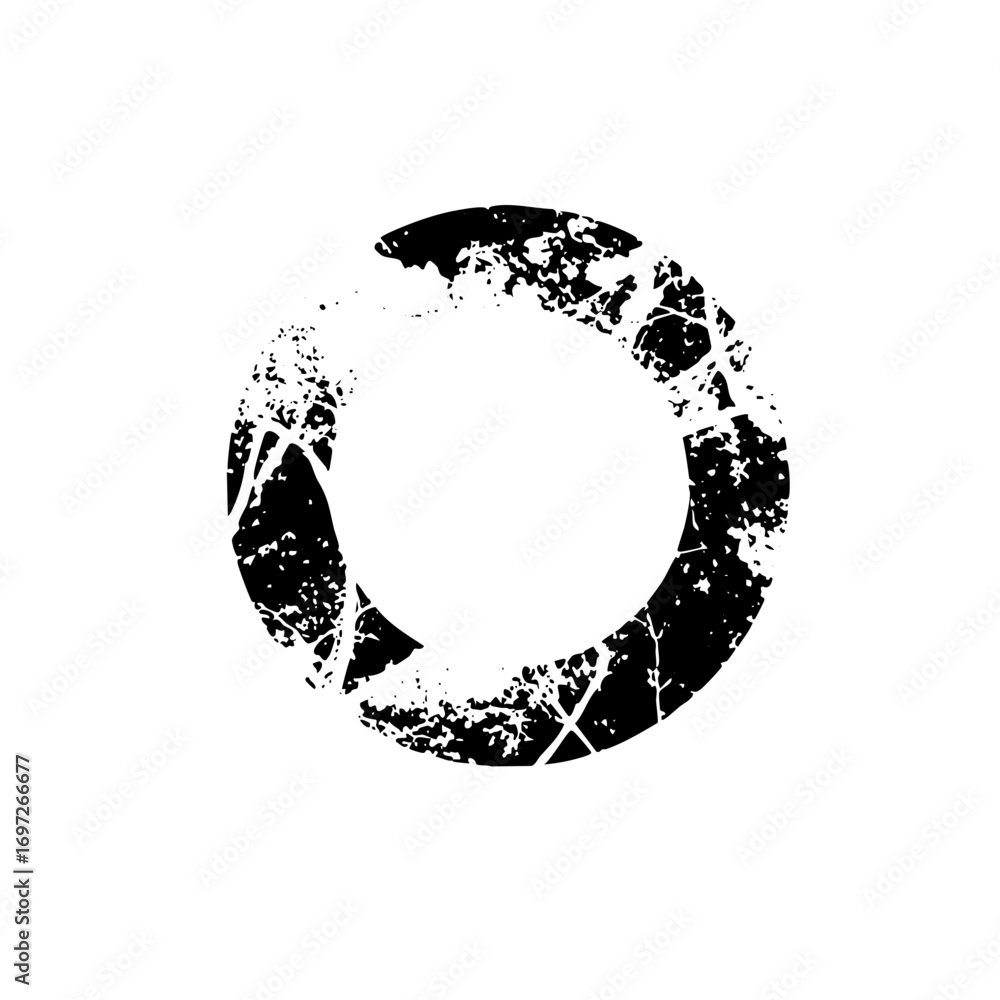 Aufkleber vector distressed circular emblem with fragmented edges.
