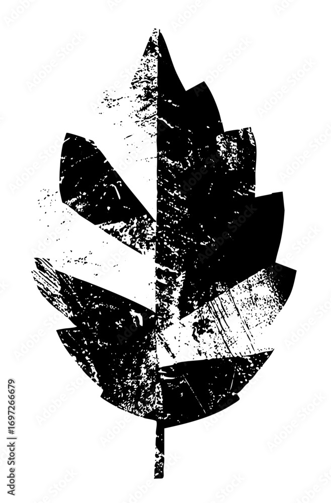 Aufkleber vector abstract maple leaf with distressed texture.