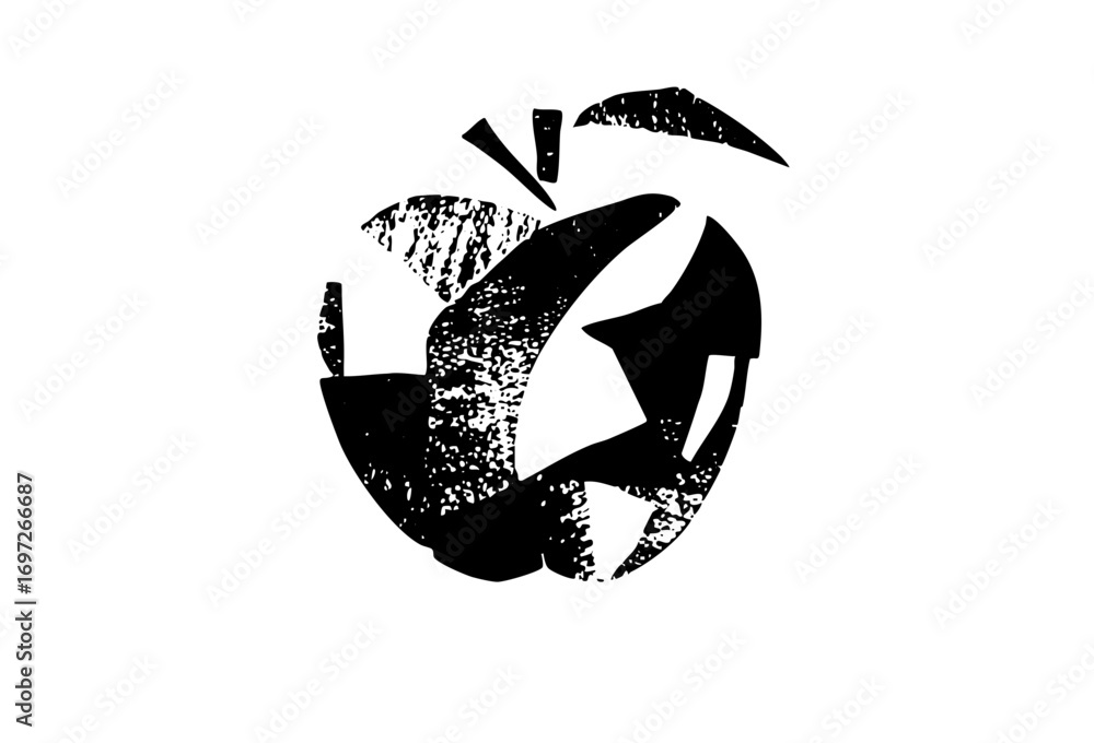 Poster vector abstract bitten fruit with textured shapes.