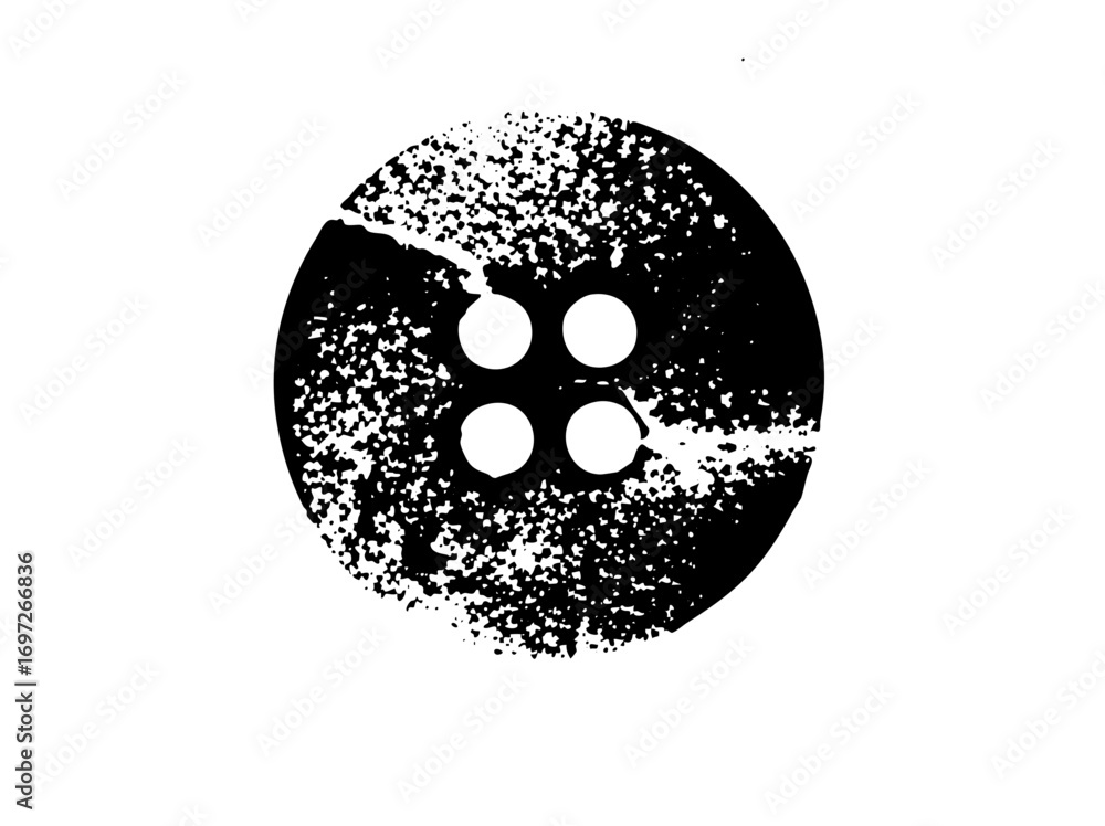 Poster vector distressed circular button with four holes.