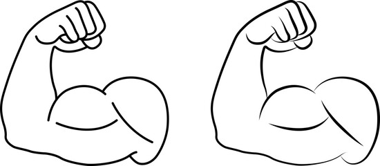 Arm Flexing Bicep Emoji on transparent background.	