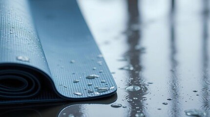 Wet Yoga Mat on Surface.