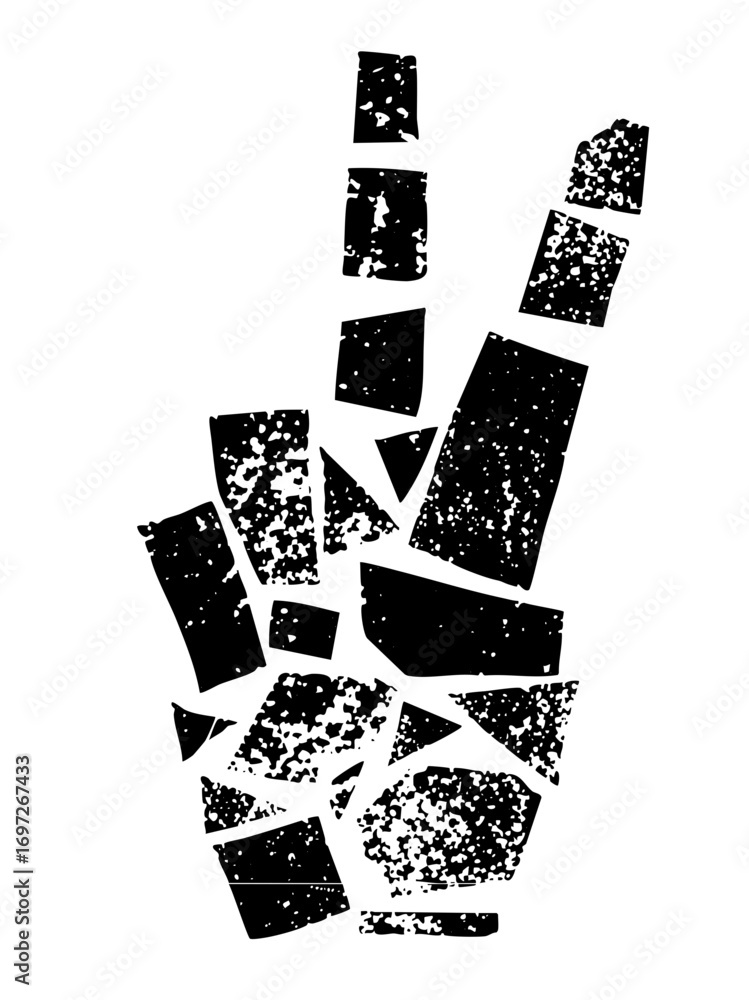 Aufkleber vector abstract hand gesture with fragmented shapes.
