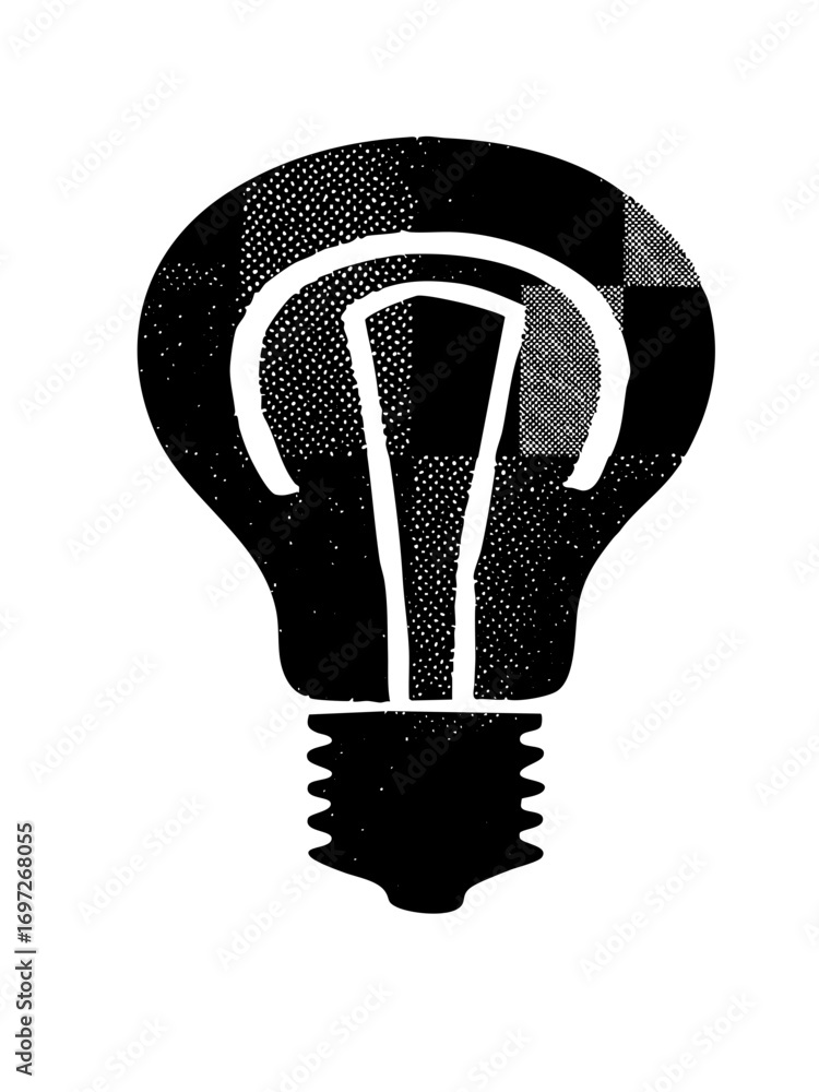 Poster vector black lightbulb with a question mark filament.