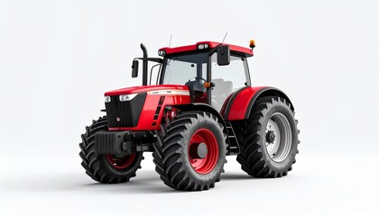 Obraz premium Red Tractor Isolated on White Background