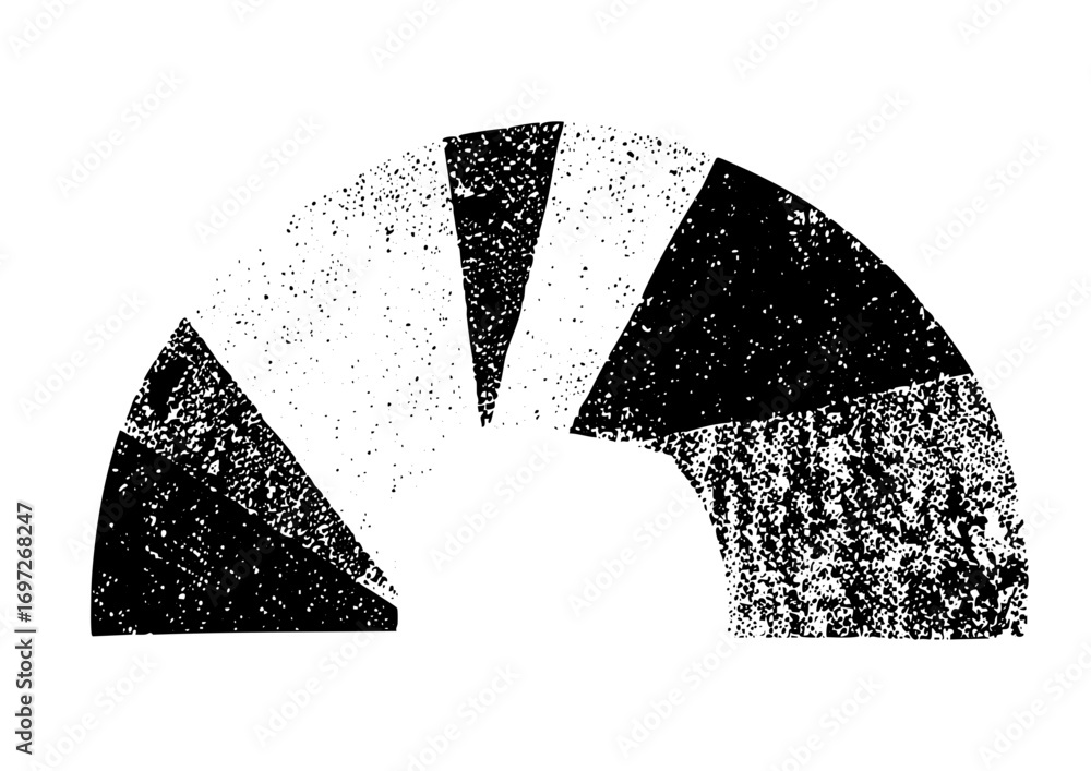 Poster vector abstract pie chart segments with distressed texture
