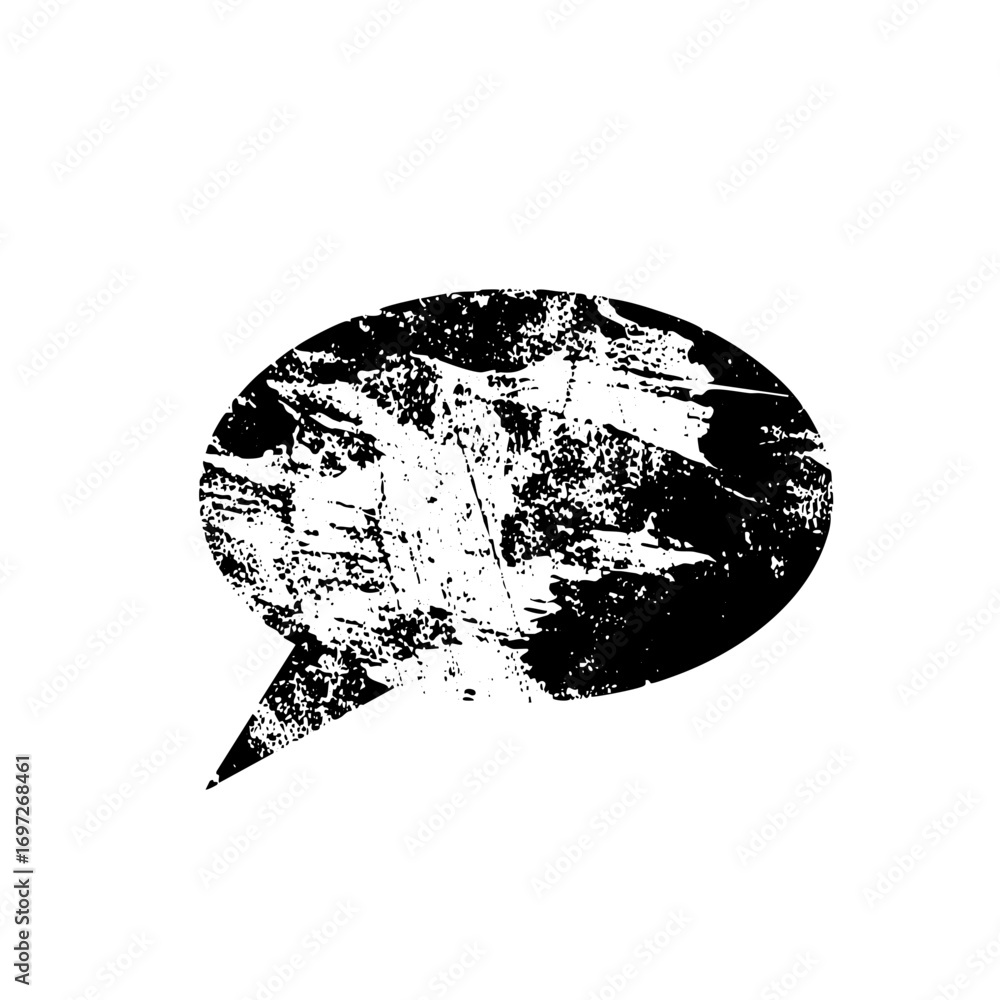 Poster vector distressed speech bubble with textured fill.