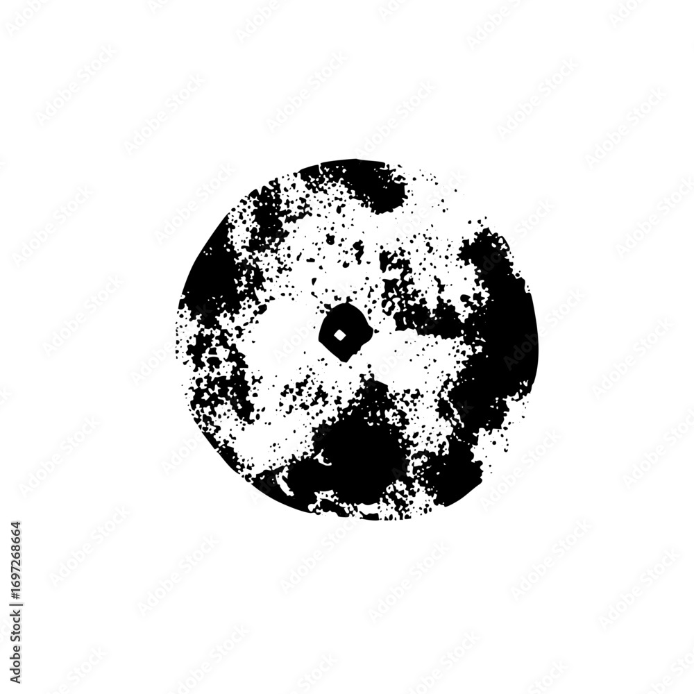 Poster vector abstract sphere with textured surface and central square.
