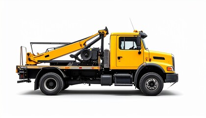 Fototapeta premium Yellow Crane Truck Isolated on White Background