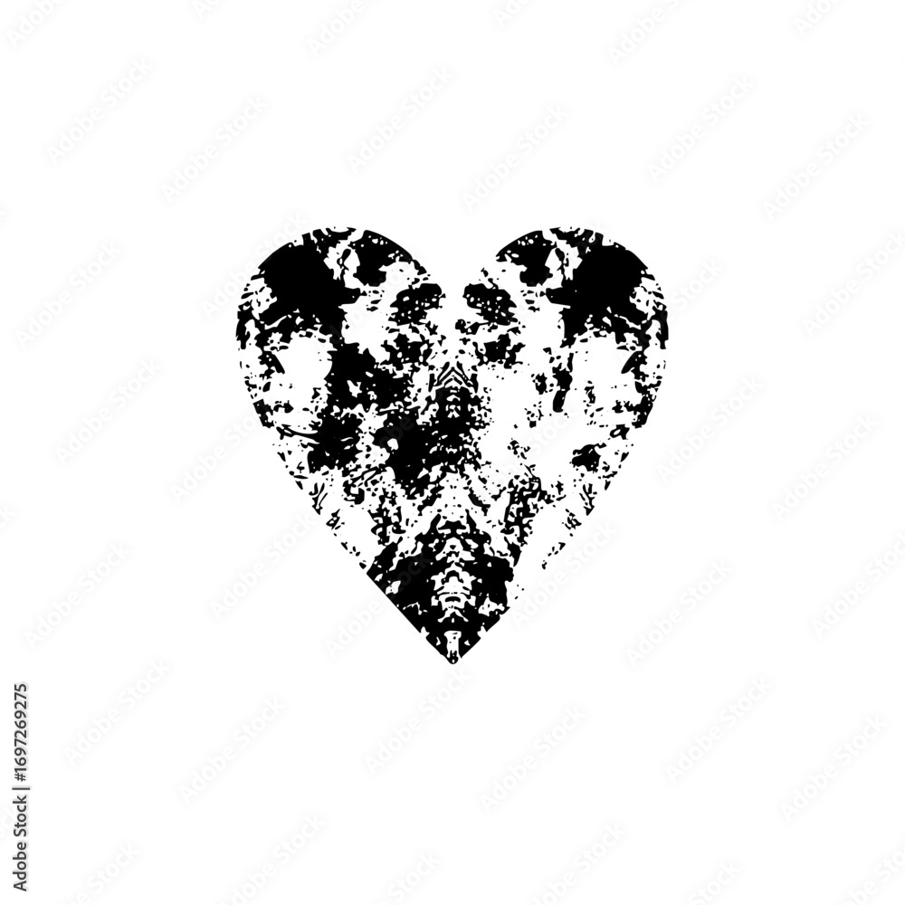 Poster vector distressed heart with abstract ink splatter .