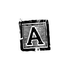 Vector Vintage letter A block with textured edges.