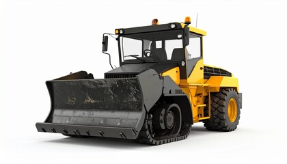 Yellow Construction Grader Isolated on White Background