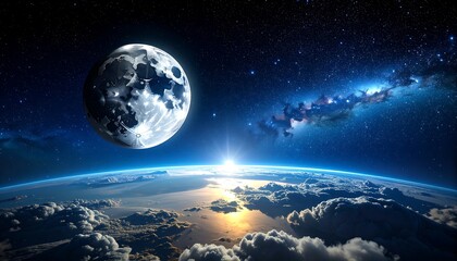 Cosmic view of Earth and moon