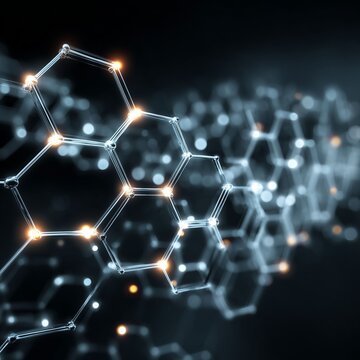Glowing Hexagonal Molecular Structure