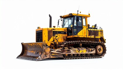 Fototapeta premium Yellow Bulldozer Isolated on White Background